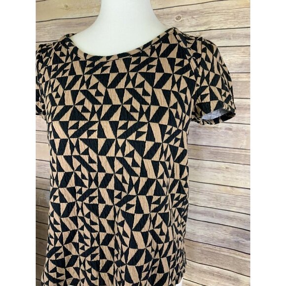 Anthropologie Postmark Small Trace Jacquard Quilted Top Brown Black Zip Back - Picture 3 of 9